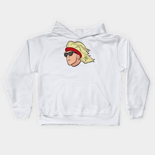 Cool surfer snowboarder dude with flowing long hair Kids Hoodie